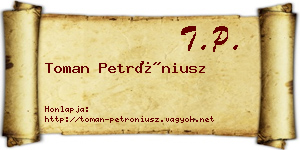 Toman Petróniusz névjegykártya